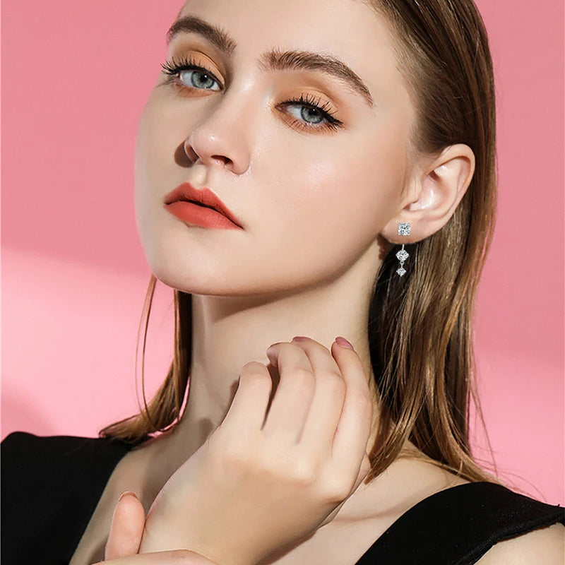 Silver Stud Earrings with Moissanite LUNARA