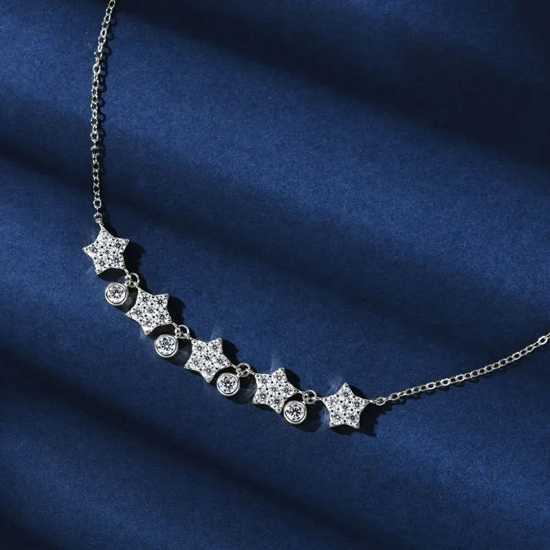 Silver Star Necklace with Moissanite ELYNÉ