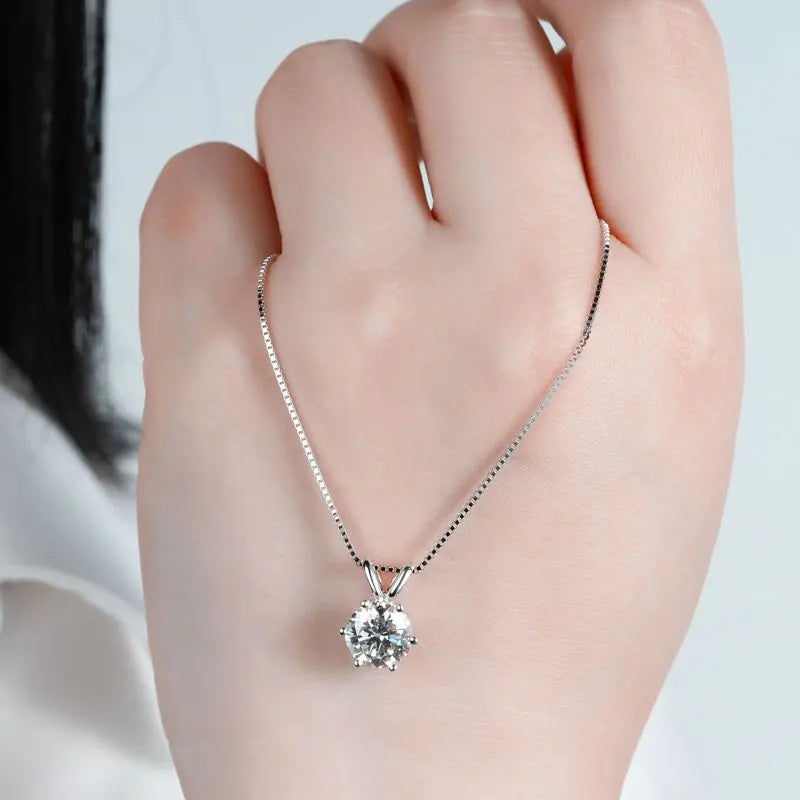 Silver Necklace with Moissanite ORALIA