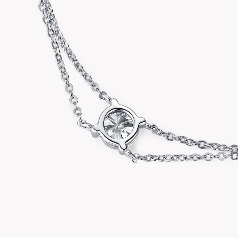 Silver Double Chain Bracelet with Moissanite LUMÉA