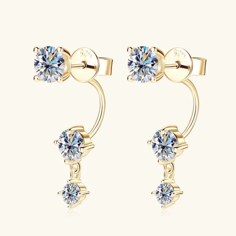 Silver Stud Earrings with Moissanite SOLENÉ