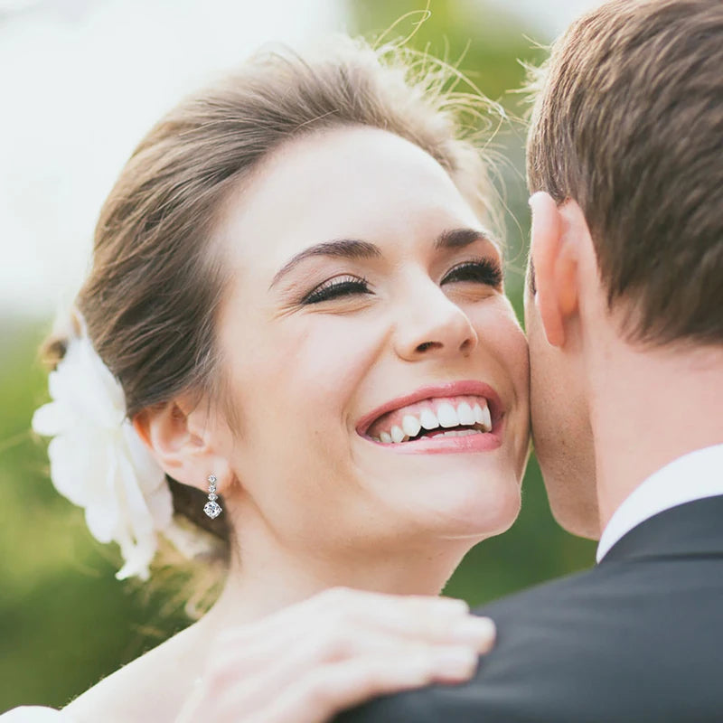 Silver Drop Earrings with Moissanite CÉLÉNE