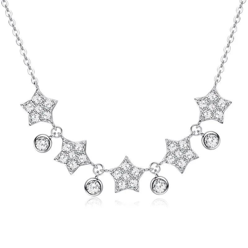 Silver Star Necklace with Moissanite ELYNÉ