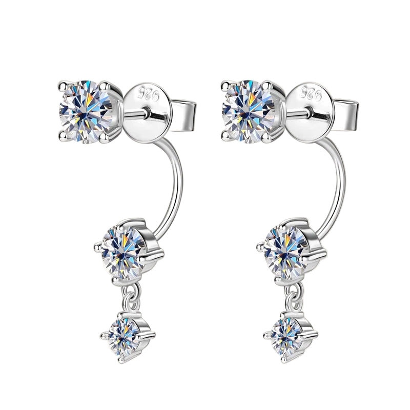 Silver Stud Earrings with Moissanite LUNARA