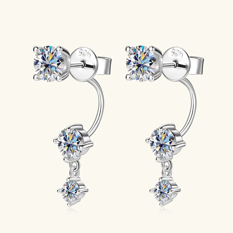 Silver Stud Earrings with Moissanite LUNARA