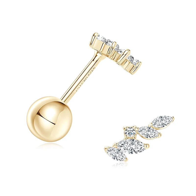 Silver Leaf-Shaped Earrings with Moissanite VELIN