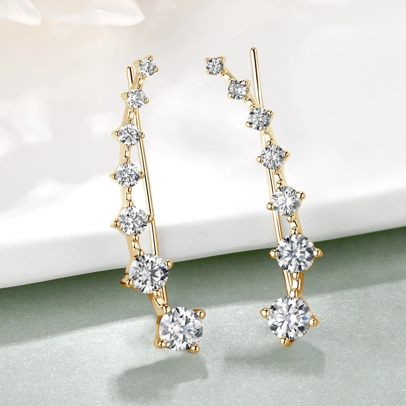 Silver Ear Climber Earrings with Moissanite LYORÉ