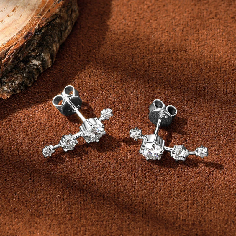 Silver Mini Stud Earrings with Moissanite LAVINÉ