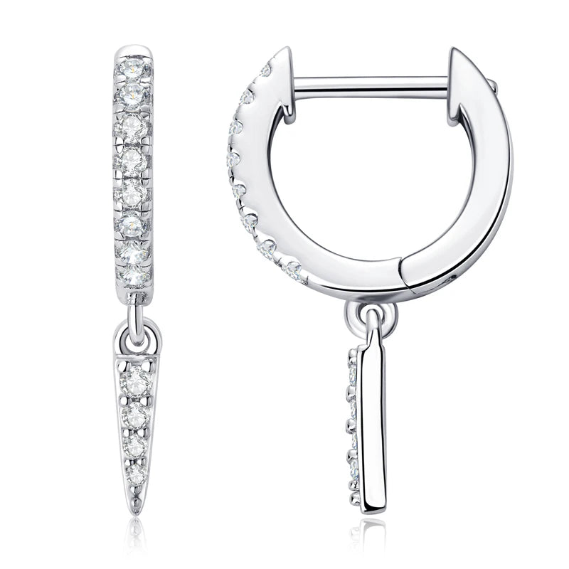 Silver Huggie Hoop Earrings with Moissanite AURINÉ