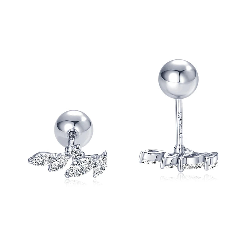 Silver Leaf-Shaped Earrings with Moissanite MONAÉ