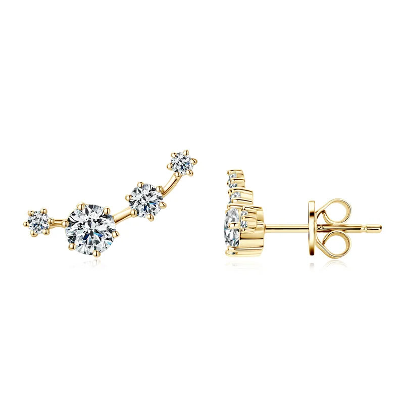 Silver Mini Stud Earrings with Moissanite AMÉOR