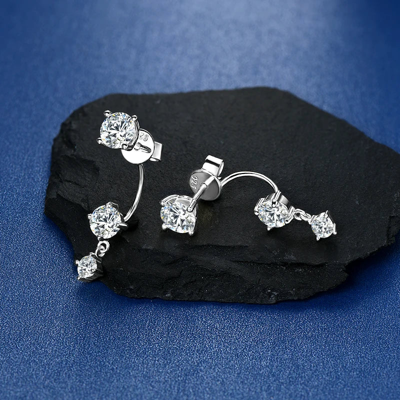 Silver Stud Earrings with Moissanite LUNARA