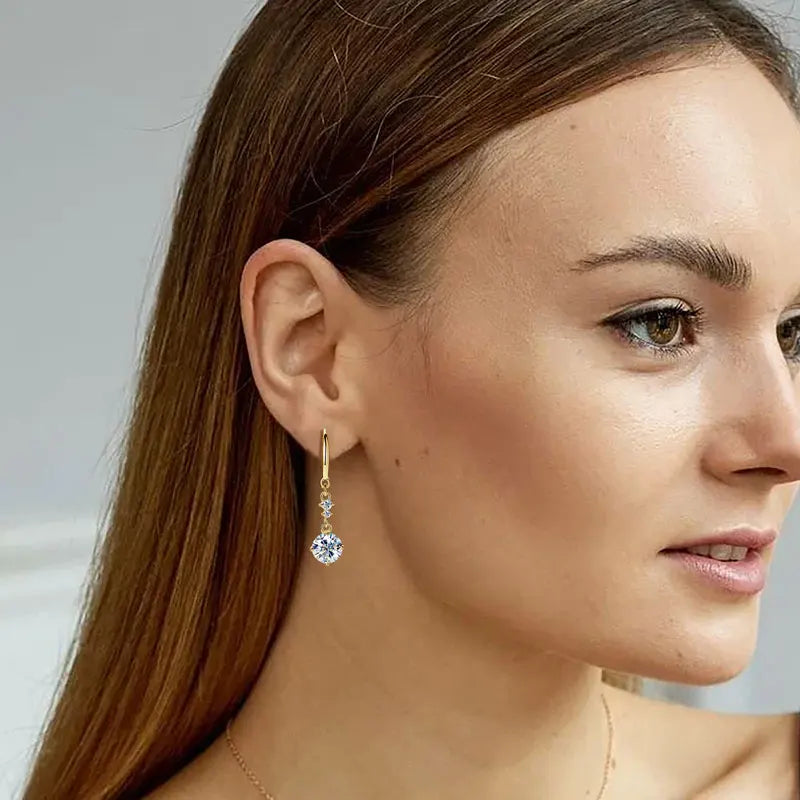 Silver Hoop Earrings with Moissanite LUNÉA