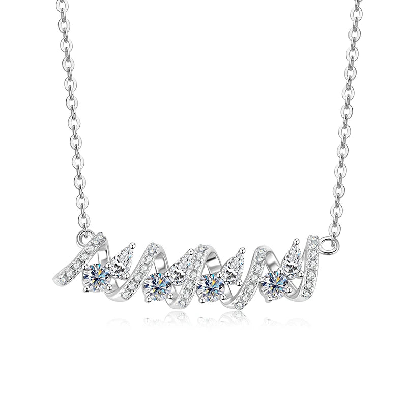 Silver Pendant Necklace with Pear Cut Moissanite ALIONÉ