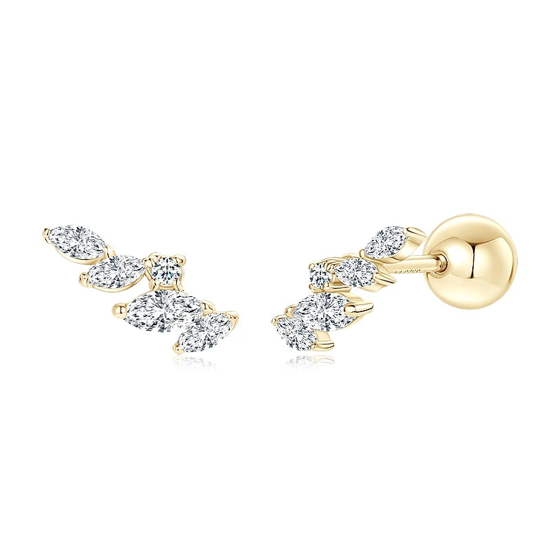 Silver Leaf-Shaped Earrings with Moissanite VELIN