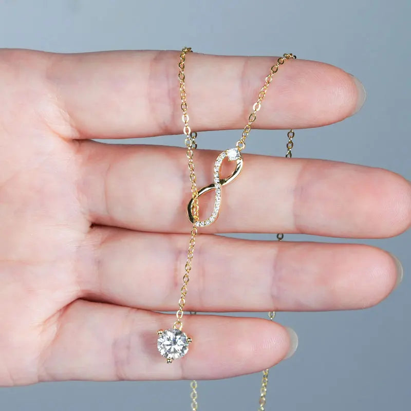 Silver Infinity Pendant Necklace with Moissanite PRISÉA