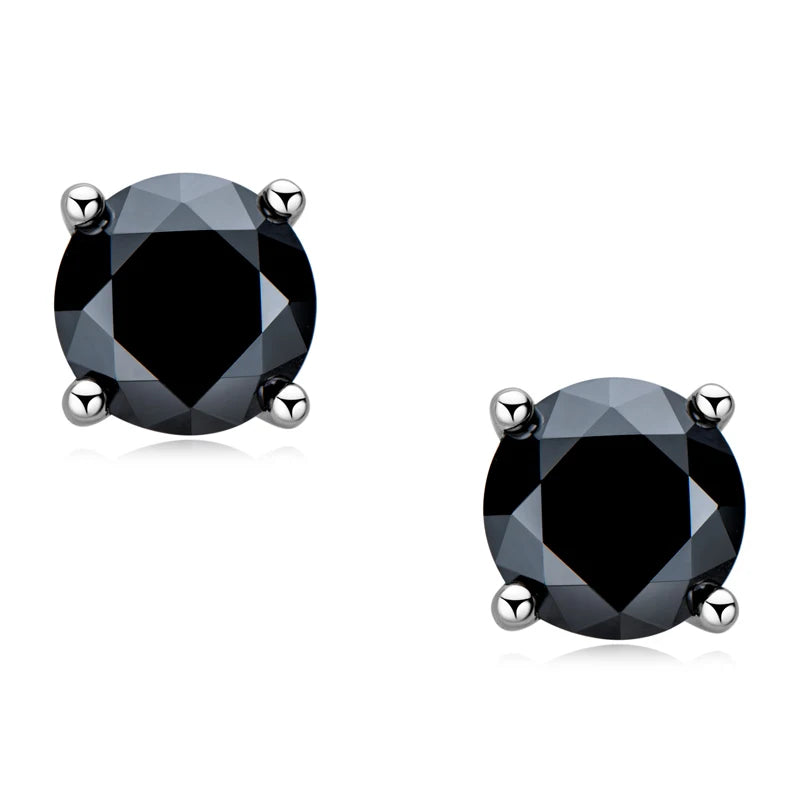 Silver Stud Earrings with Black Moissanite SAVRÉ