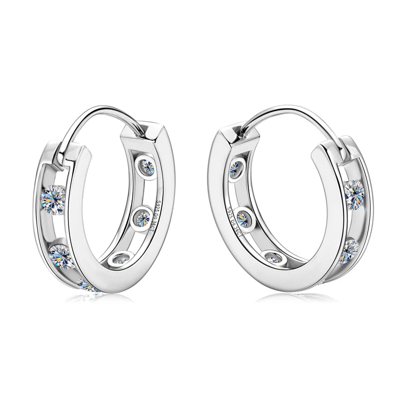 Silver Huggie Hoop Earrings with Moissanite VÉLON