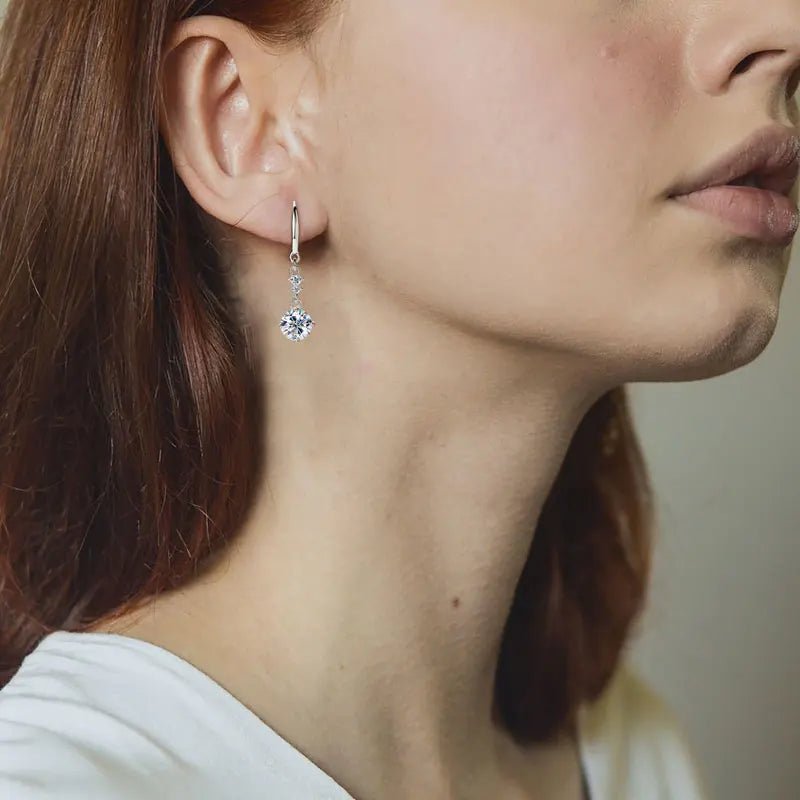 Silver Hoop Earrings with Moissanite SILVÉN