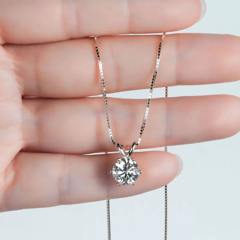 Silver Necklace with Moissanite ORALIA