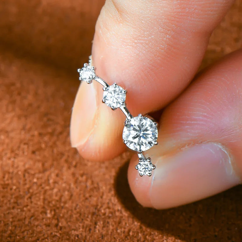 Silver Mini Stud Earrings with Moissanite LAVINÉ