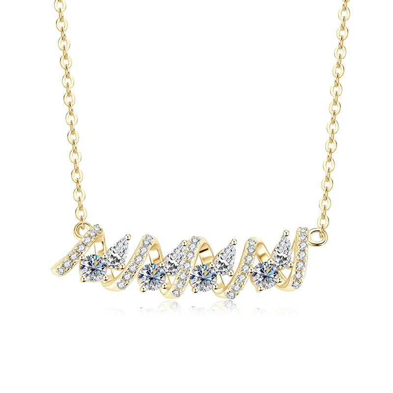 Silver Pendant Necklace with Pear Cut Moissanite LORÉL