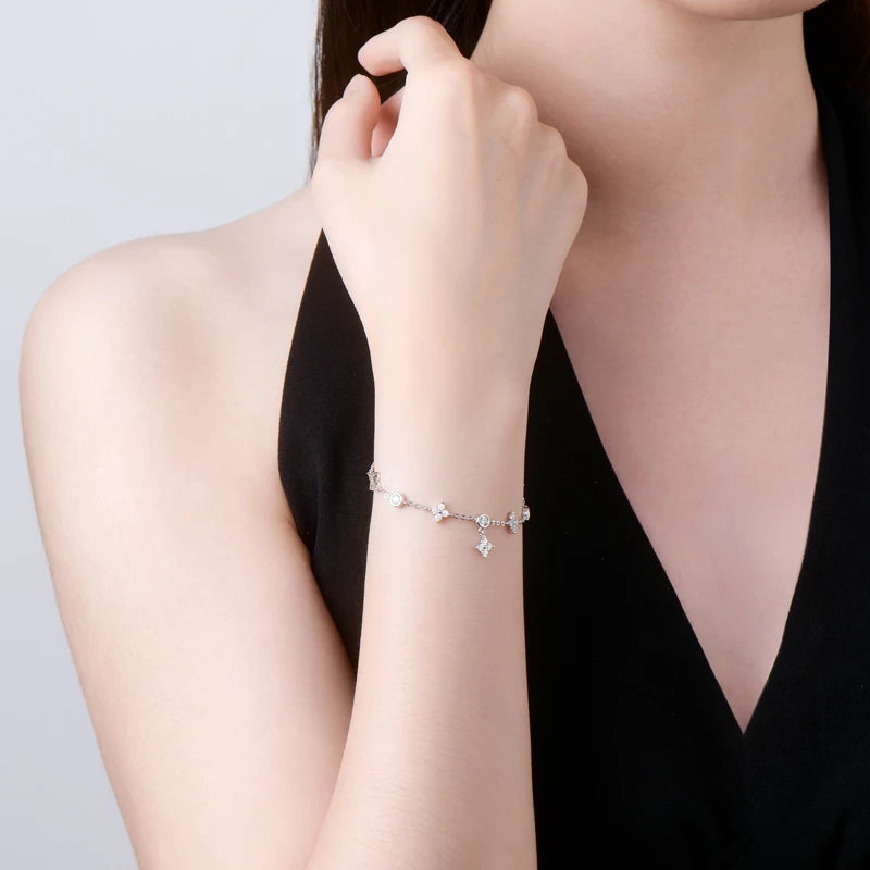 Silver Adjustable Bracelet with Moissanite NÉRA