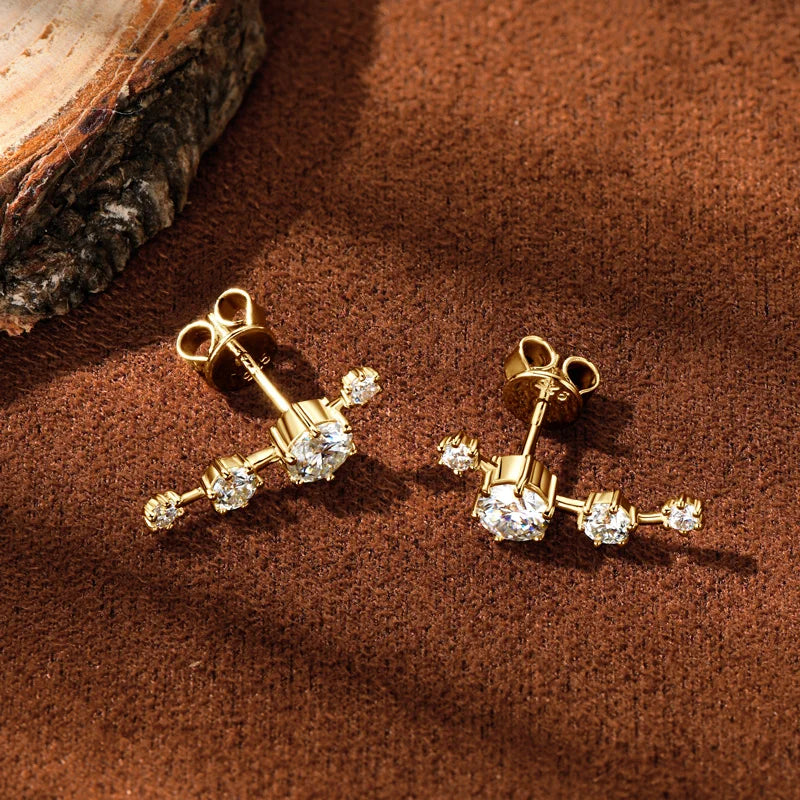 Silver Mini Stud Earrings with Moissanite AMÉOR