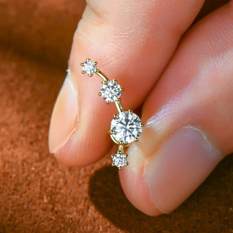 Silver Mini Stud Earrings with Moissanite AMÉOR