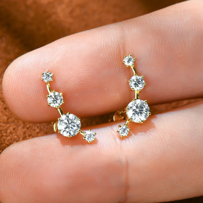 Silver Mini Stud Earrings with Moissanite AMÉOR