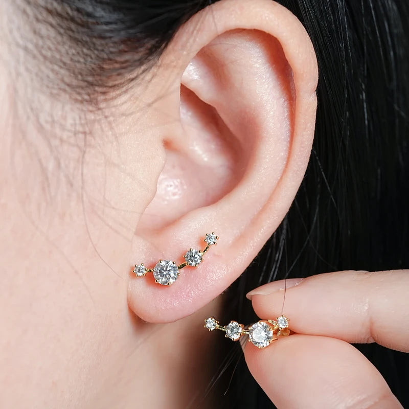 Silver Mini Stud Earrings with Moissanite AMÉOR