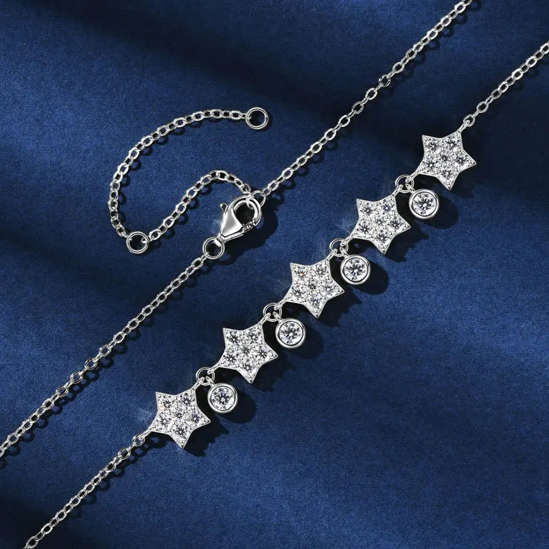 Silver Star Necklace with Moissanite ELYNÉ