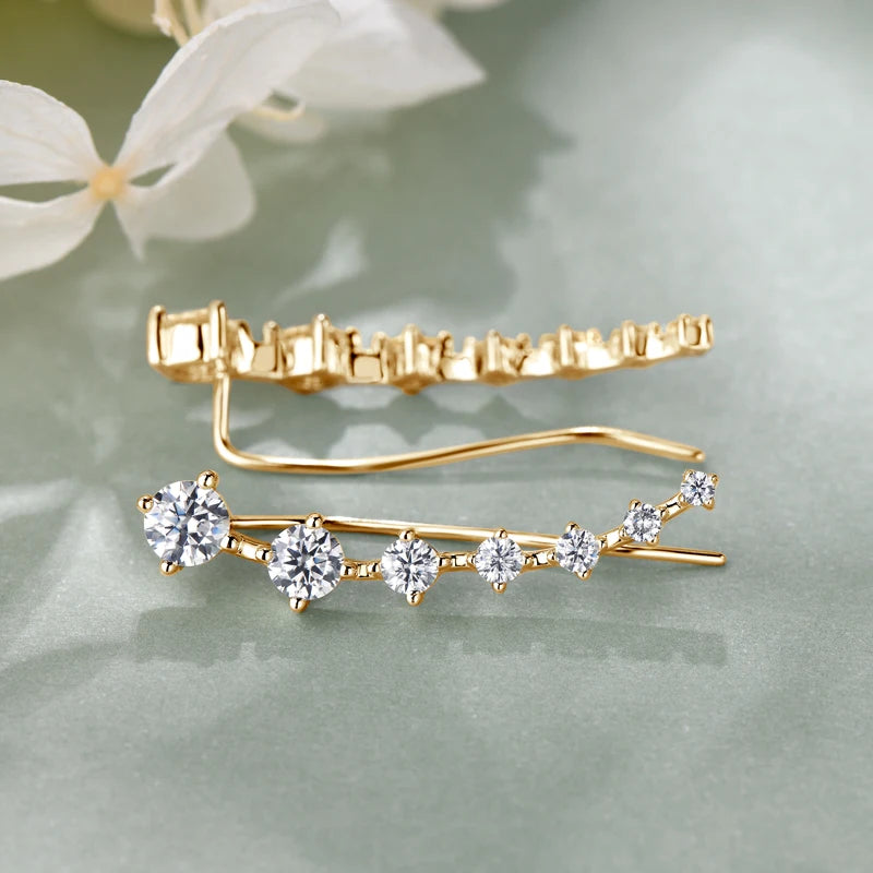 Silver Ear Climber Earrings with Moissanite LYORÉ