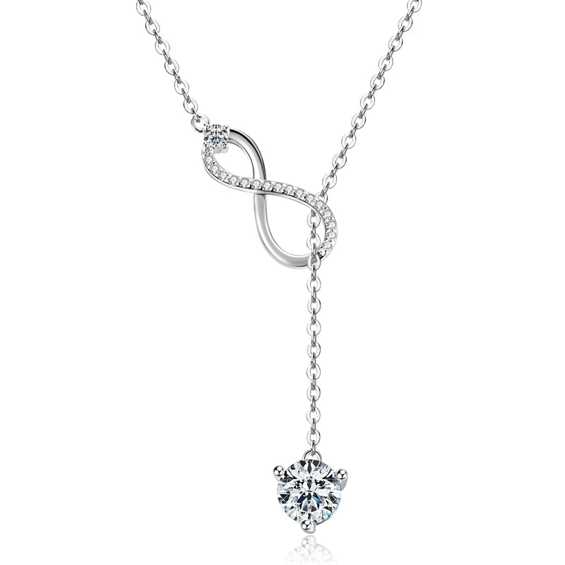 Silver Infinity Pendant Necklace with Moissanite OLVÉA