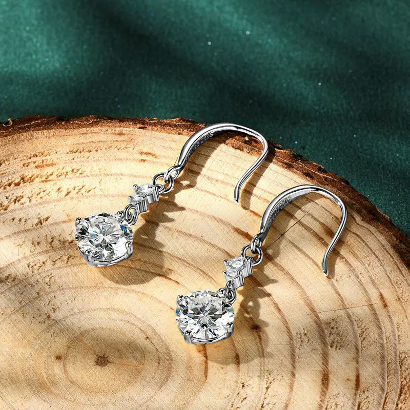 Silver Hoop Earrings with Moissanite SILVÉN