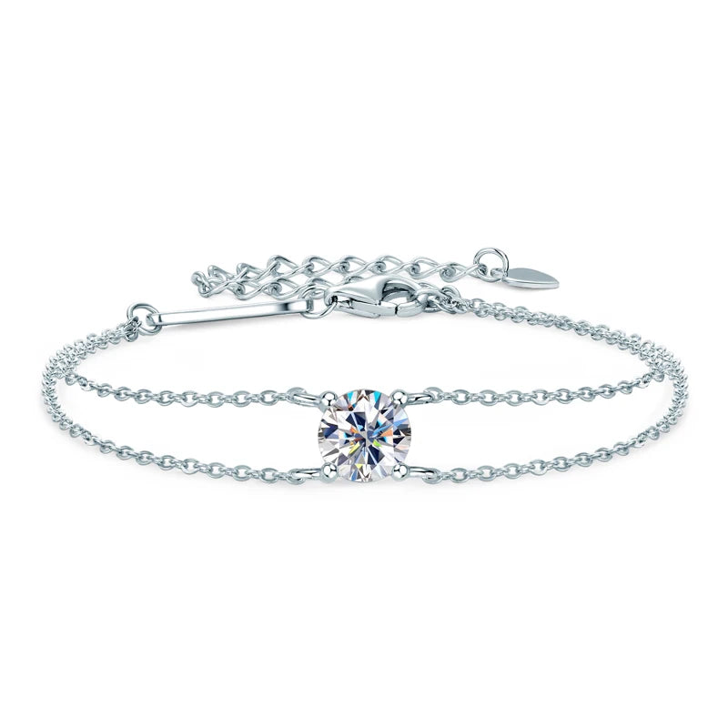 Silver Double Chain Bracelet with Moissanite LUMÉA