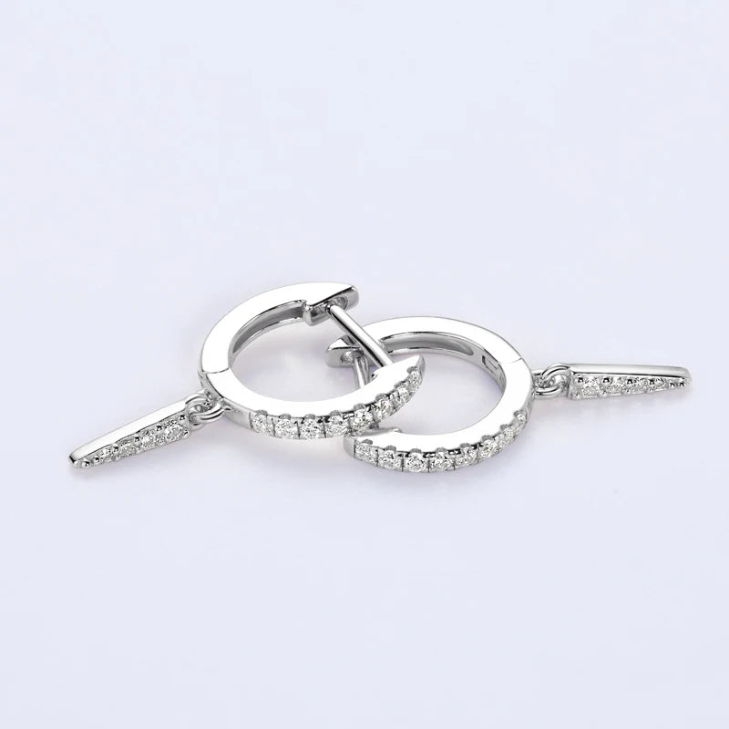 Silver Huggie Hoop Earrings with Moissanite AURINÉ
