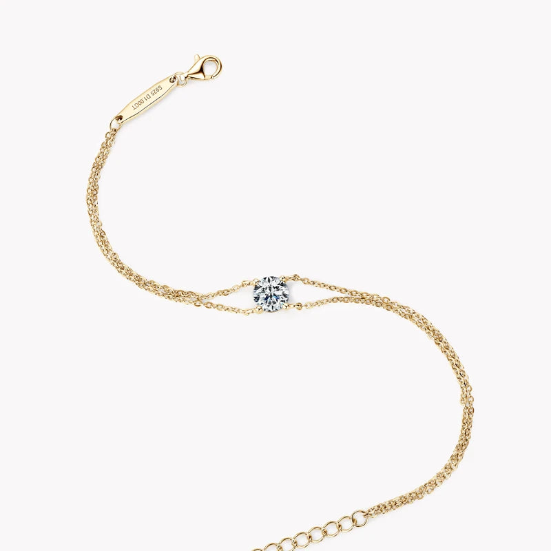 Silver Double Chain Bracelet with Moissanite AURELÉ