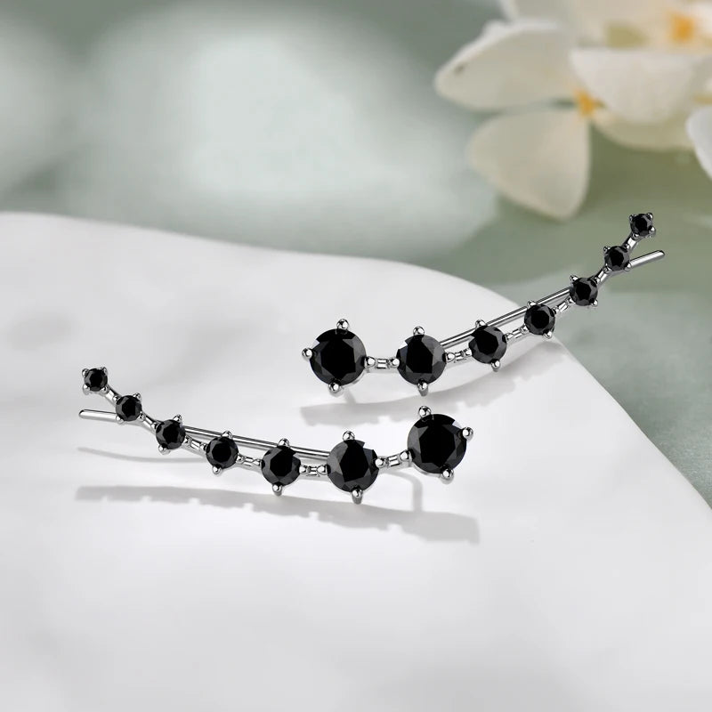 Silver Ear Climber Earrings with Moissanite CARÉA