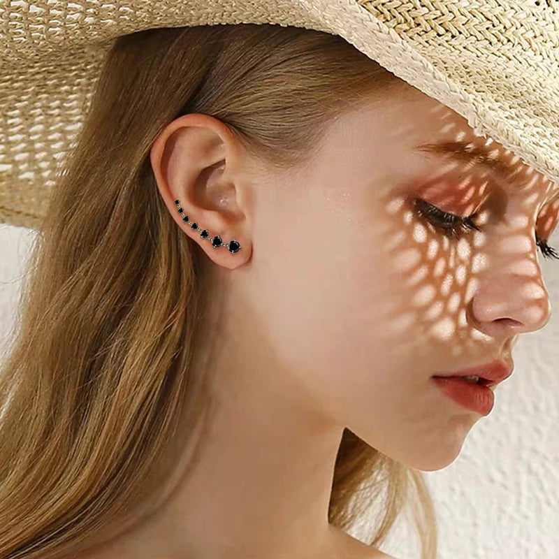 Silver Ear Climber Earrings with Moissanite CARÉA