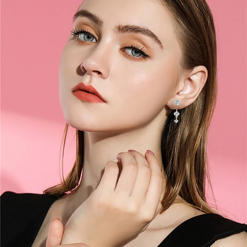 Silver Stud Earrings with Moissanite SOLENÉ