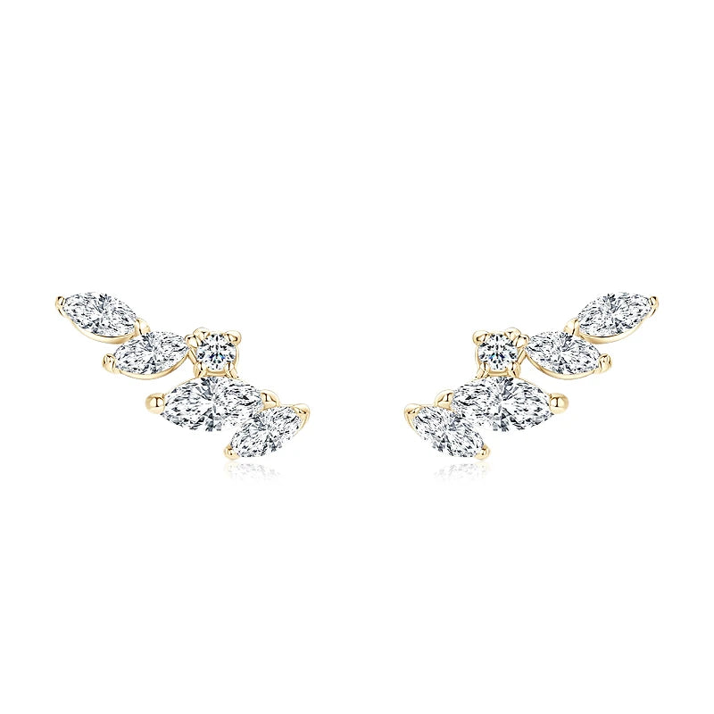 Silver Leaf-Shaped Earrings with Moissanite VELIN
