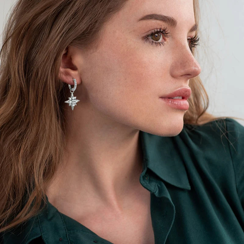 Silver Star Dangle Earrings with Moissanite OPALÉA