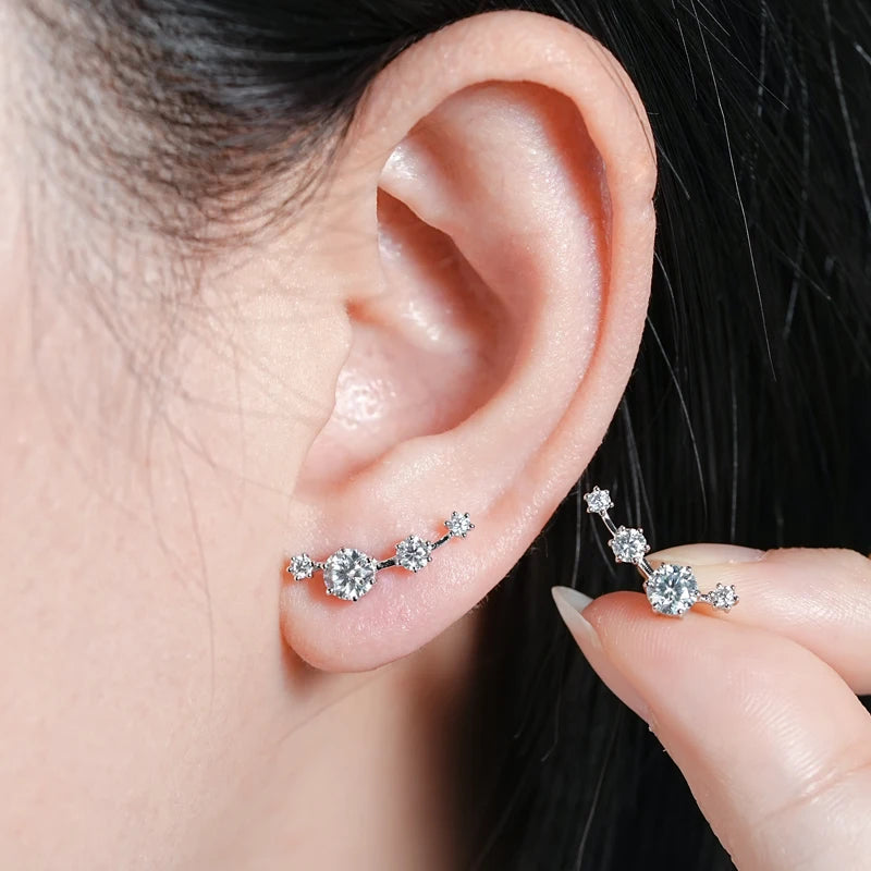 Silver Mini Stud Earrings with Moissanite LAVINÉ