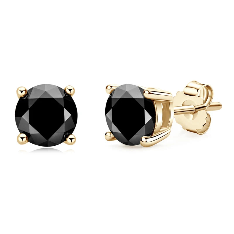 Silver Stud Earrings with Black Moissanite ÉLIOR