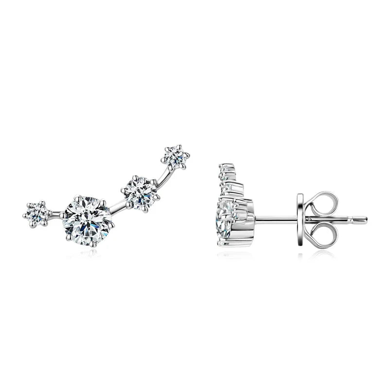 Silver Mini Stud Earrings with Moissanite LAVINÉ