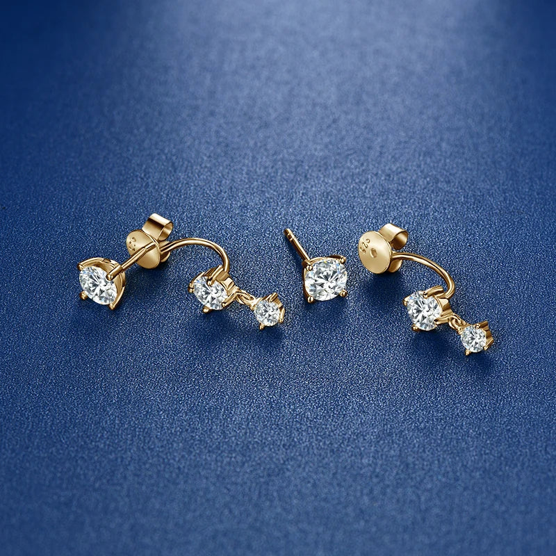 Silver Stud Earrings with Moissanite SOLENÉ