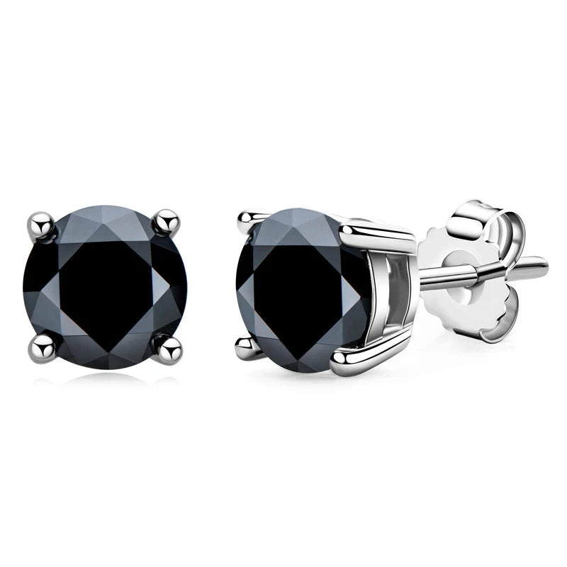 Silver Stud Earrings with Black Moissanite SAVRÉ