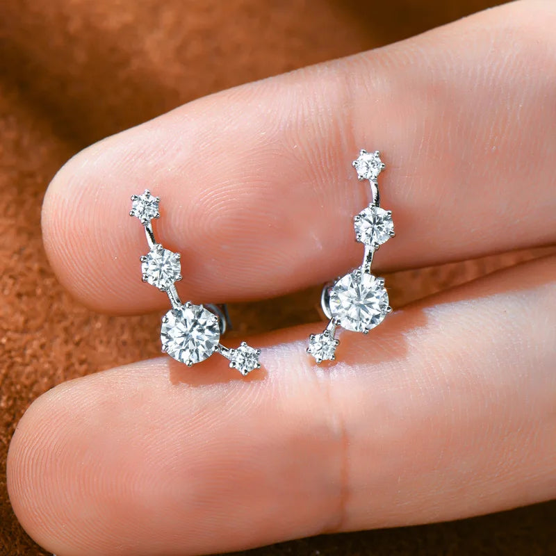 Silver Mini Stud Earrings with Moissanite LAVINÉ