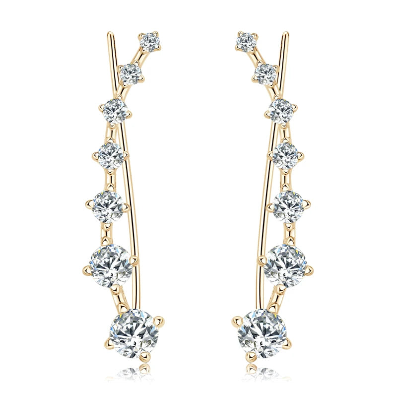 Silver Ear Climber Earrings with Moissanite LYORÉ